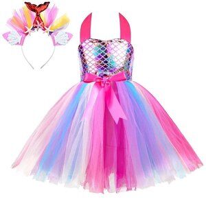 Simplecc Girls Mermaid Costume Mermaid Princess Tutu Dress For Birthday Large